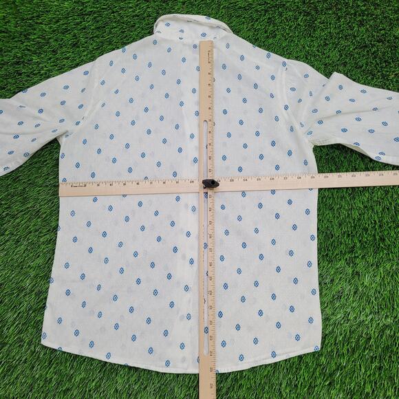 Vintage 80s Disco Hippie Shirt Women Large 20x25 Polka-Dot - Picture 7 of 10